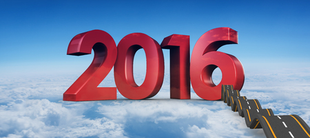 Bumpy road against blue sky over clouds at high altitudeの写真素材