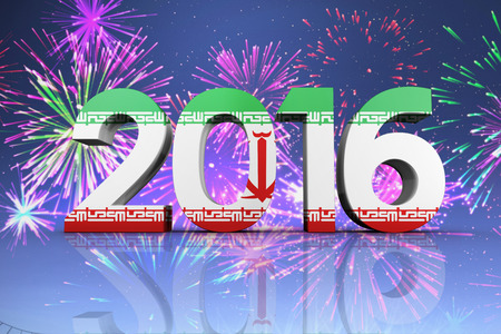 2016 graphic against colourful fireworks exploding on black background