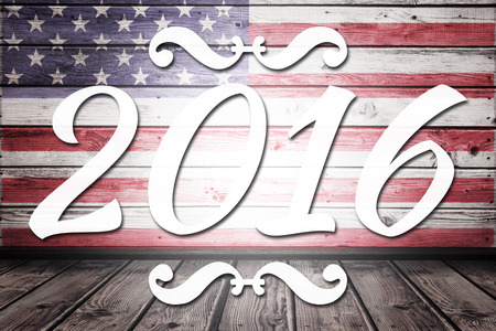 New year graphic against composite image of usa national flag