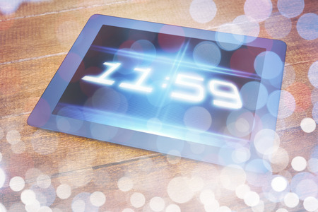 1159 on blue and black tech background against view of a blue tabletの写真素材