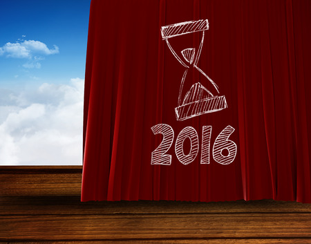 2016 loading against red curtain pulling backの写真素材