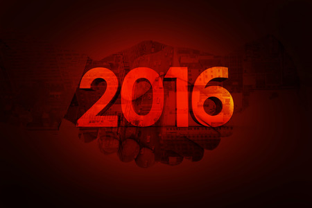 2016 graphic against red background with vignetteの写真素材