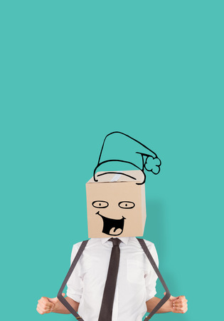 Anonymous businessman against blue vignette backgroundの写真素材