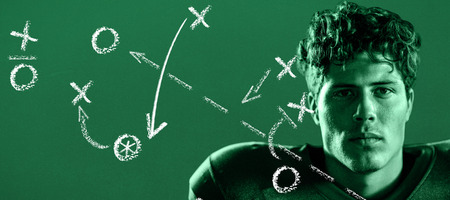 Close-up portrait of sportsman against greenの写真素材