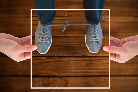 Composite image of hands holding squareの写真素材