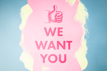 We want you against blue backgroundの写真素材