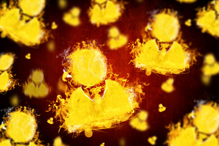 Businessman sign on fire against dark backgroundの写真素材