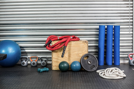 View of fitness equipment at crossfit gym