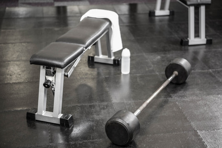 Close up of a bench in a gymの写真素材