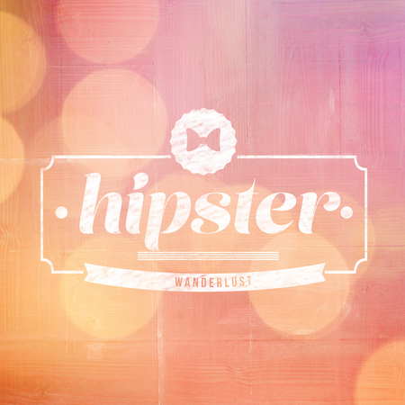 Hipster   against wooden planksの写真素材