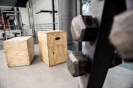 Wooden blocks at the crossfit gymの写真素材