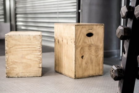 Wooden blocks at the crossfit gym