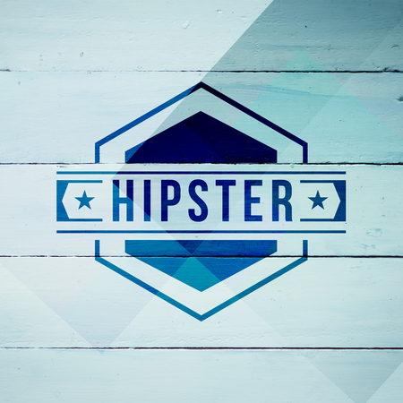 Hipster logo against colored woodの写真素材