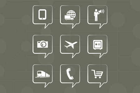 Smartphone apps icons against grey interface backgroundの写真素材