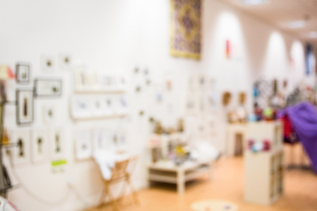 Blur interior of furniture and design store
