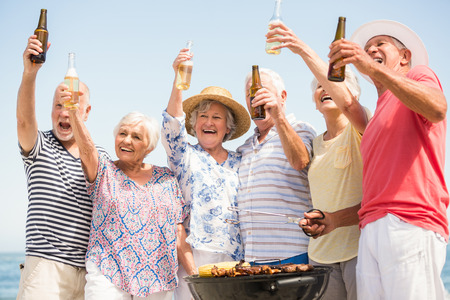 Seniors having barbecue on a sunny dayの写真素材