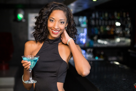 Portrait of beautiful woman in a nightclubの写真素材