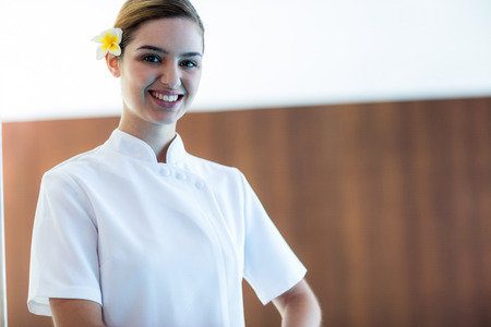 Portrait of smiling masseuse at spaの写真素材