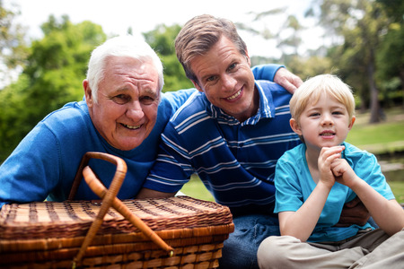 Portrait of multi-generation family having a picnic in the park