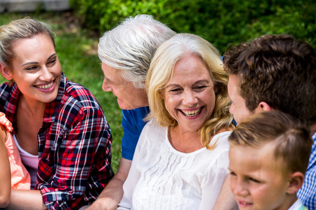 Happy family enjoying during picnic at park