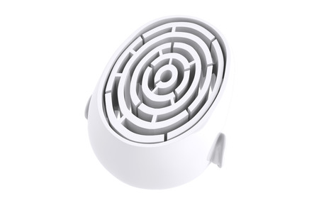 Maze brain in head against white background with vignetteの写真素材