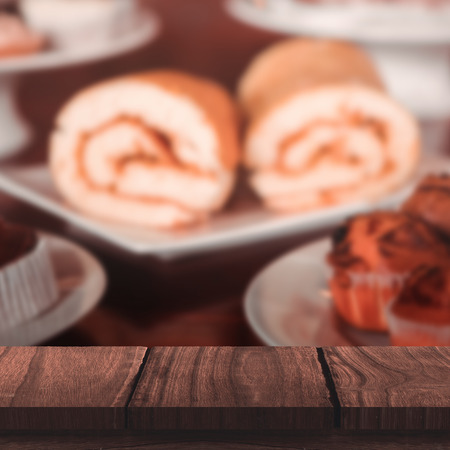 Wooden desk against several treats on the counter