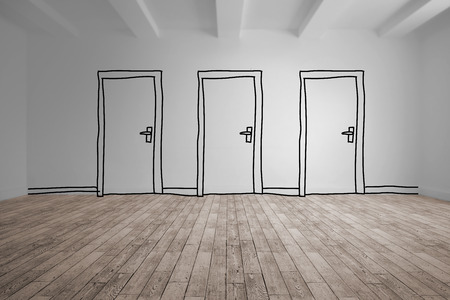 Doodle doors in roomの写真素材