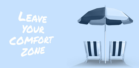 Leave your comfort zone message against blue backgroundの写真素材