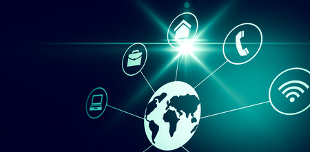 Connected world on dark background