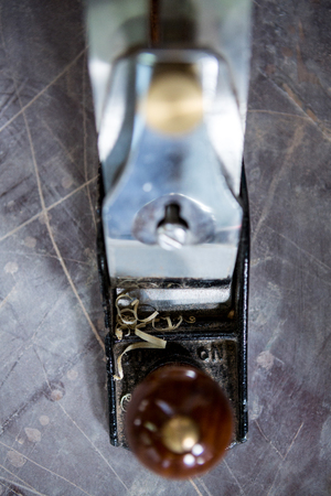 Zoom of carpenters tools on the table