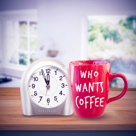 who wants coffee against empty modern kitchenの写真素材