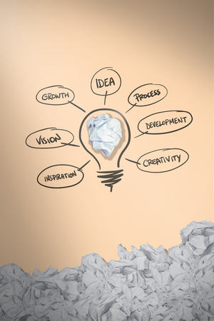 Used tissues against orange backgroundの写真素材