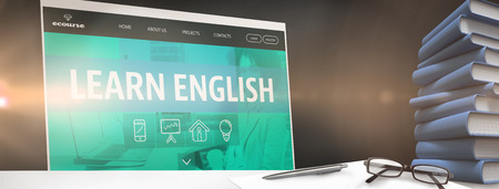 desk against black backgroundの写真素材