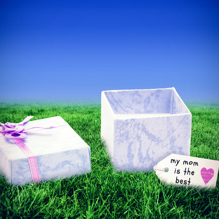 Mothers day greeting against bright blue sky