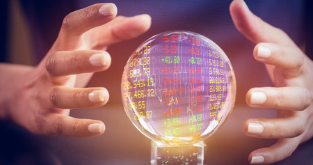 Stocks and shares against a clairvoyance woman