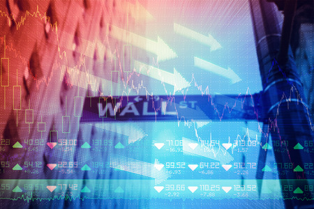 Stocks and shares against wall streetの写真素材