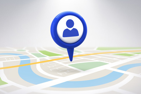 Green application symbol against digital image of mapの写真素材