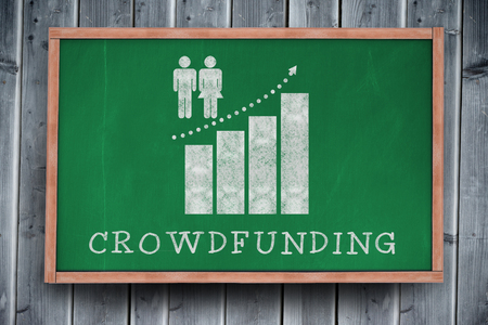 Gender representation graph against blackboard with copy space on wooden boardの写真素材