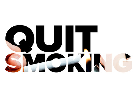 Quit smoking message on a white backgroundの写真素材