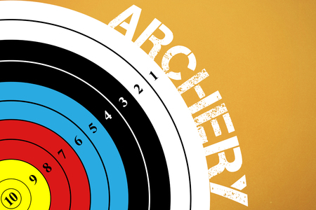 Archery message on a white background  against orange backgroundの写真素材