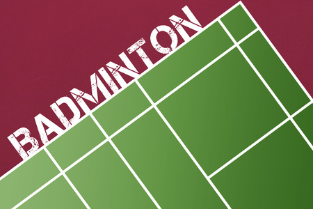 Badminton message on a white background against red backgroundの写真素材