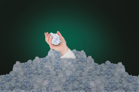 Hand presenting against white background with vignetteの写真素材