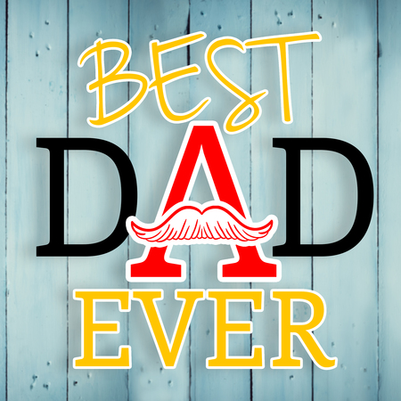 Fathers day greeting against wooden backgroundの写真素材