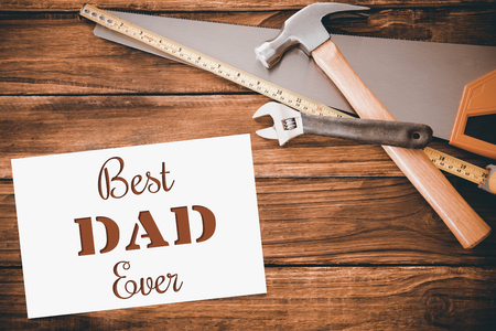 Best dad ever message next to tools on wooden backgroundの写真素材