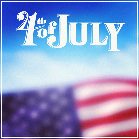 Independence day graphic against cloudy sky backgroundの写真素材