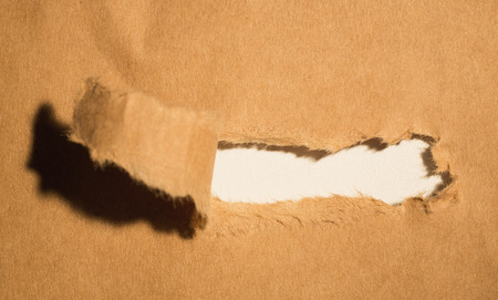 Close-up of damaged brown paper of boxの写真素材