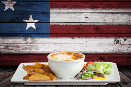 Focus on food  against composite image of usa national flagの写真素材