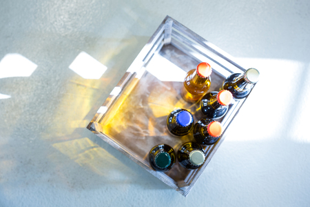 Sealed beer bottle in carte at beweryの写真素材