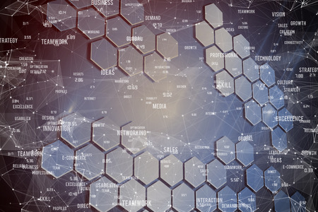 Sphere of skills against technological background with hexagons