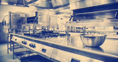 Work surface and kitchen equipment in professional kitchen